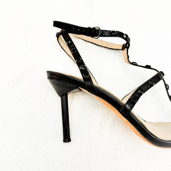 Carolinna Espinosa Axel Black Studded Open Toe Caged Heel Sandal Size 10 - Picture 8 of 8